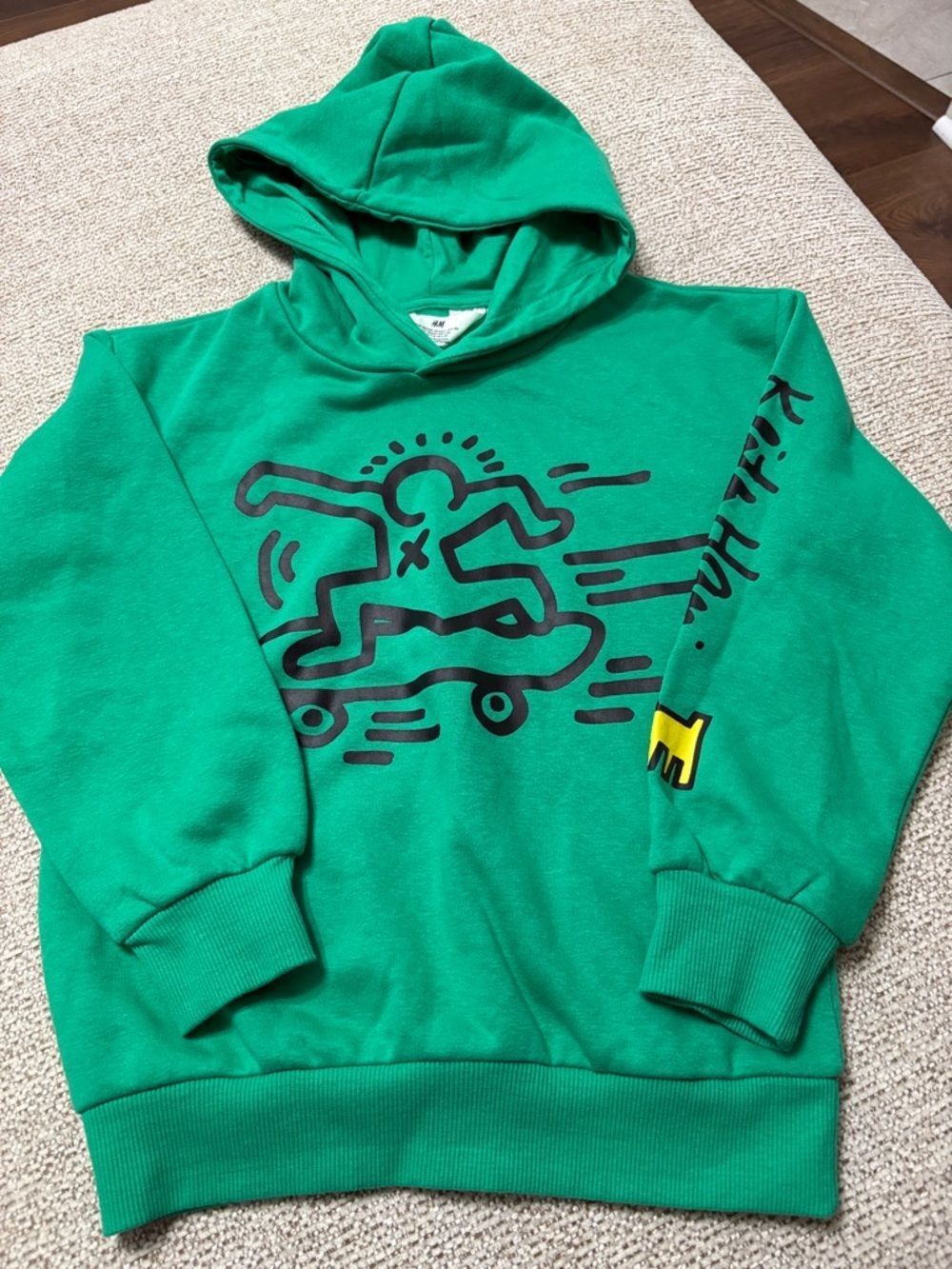 NWOT H&M Keith Haring Teal Green Kids Hoodie 6X/7
